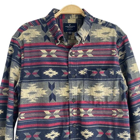 American Eagle Outfitters Other - American Eagle Outfitters Aztec Flannel Shirt Shacket Men S Navy Southwestern